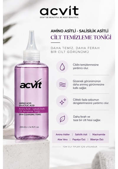 Amino Asitli Salisilik Asitli Cilt Temizleme Toniği 200 ML