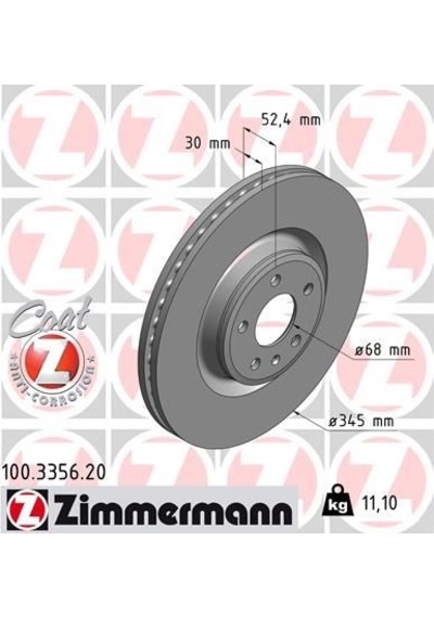 Zımmermann 100.3356.20 Ön Fren Diski A4-a5 1.8 Tfsı-2.0 Tdı-2.7 Tdı-3.0 Tfsı-3.2 Fsı 07 A6 2.0 Tdı-2.8 Fsı-3.0 Tdı 10 986479747-df6149s 4g0615301 -