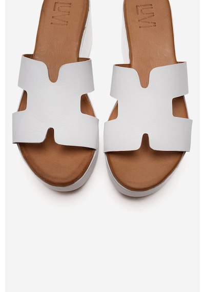 Luvishoes Luvi Shoes Lıa Beyaz Cilt Hakiki Deri Kadın Dolgu Topuklu Terlik Beyaz