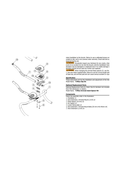 Shimano Fsa Vision V3115+v3116 Metal Yedek Kol Dayama Sağ Ve Sol Armrest Mount Siyah