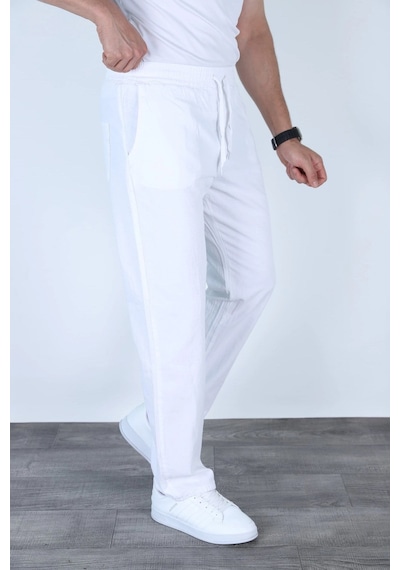 Myrab Denim Baggy Keten Pantolon Jogger Çağla Yeşili Beyaz