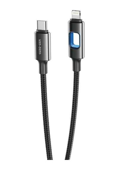 Ven-dens Vd-dc12cl 27 W Pd Type-c To Lightning Hızlı Şarj Ve Veri Kablosu, 1 Metre, Naylon, Siyah