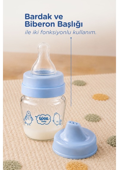 Mini Cam Alıştırma Bardağı Seti 30 ML Mavi