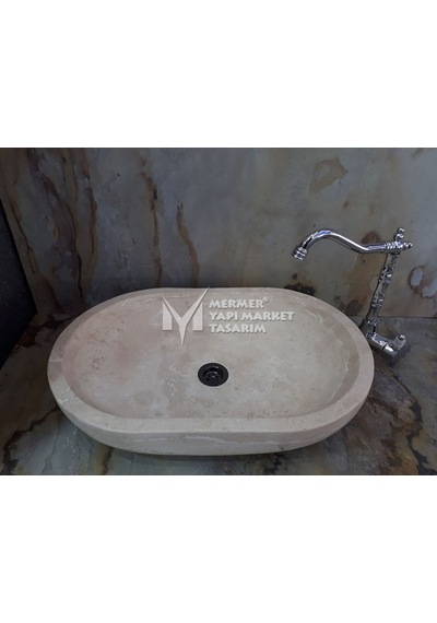 Traverten Oval Dikdörtgen Lavabo