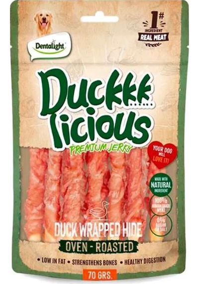 Dentalight Duck Jerky Ördek Etli Deri Sarılı Köpek Ödül Maması 70 Gr
