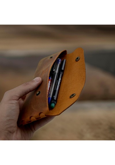 El Yapımı Kalemlik Hakiki Deri, Deri Küçük Kalem Kutusu İş, Ofis, Okul Aksesuar Tutucu, Klasik Ve Minimal El Yapımı Tasarım Vintage Kalemlik Camel Cok Renkli