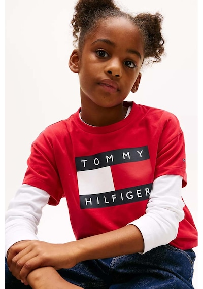 Kız Çocuk Büyük Logolu T-shirt - Kırmızı Primary Red