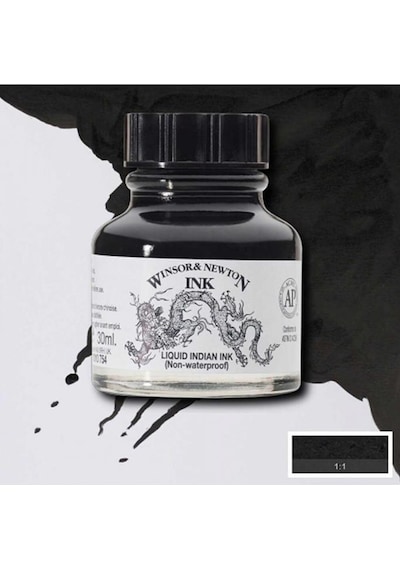Winsor & Newton Çizim Mürekkebi 30ml Liquid Indian 754 Siyah