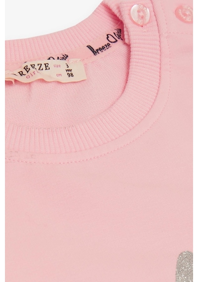 Breeze Kız Çocuk Sweatshirt Sevimli Simli Tavşancık Baskılı 1.5-5 Yaş, Pembe-pembe Pembe