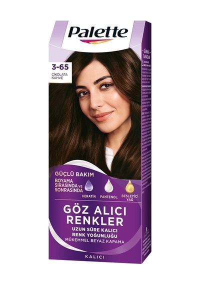 3 Adet Palette Göz Alıcı Renkler Çikolata Kahve Saç Boyası 3-65