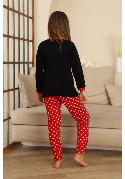 Miniğimin Cicileri Mnn Puantiye Baskılı Kız Çocuk Pijama Takı... Siyah