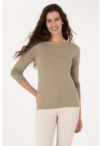 U.S. Polo Assn. Kadın Açık Haki Slim Bisiklet Yaka Basic Sweatshırt 50315419-VR183