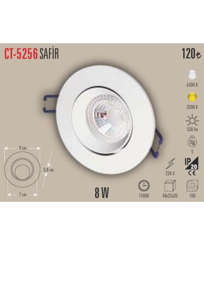 Ct-5256 Safir 8 W Spot 10adet Gün Işığı