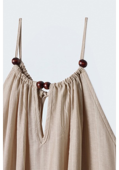 Sateen Aksesuar Detaylı Bluz - Bej-137618