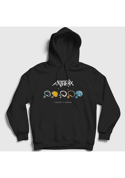 Presmono Unisex Mosh Anthrax Kapüşonlu Sweatshirt Siyah