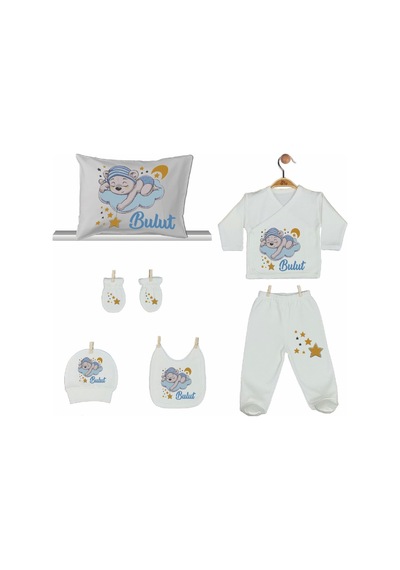 Pia Baby Gl 2001 İsme Özel Ayıcıklı Yastık Zıbın Set Mavi