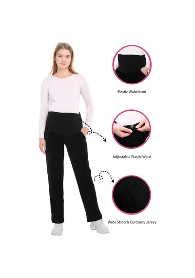 Luvmabelly Myra8510 Beli Ayarlanabilir Kışlık Kadife Hamile Pantolonu -siyah-siyah