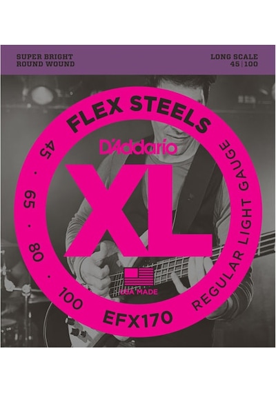 D'addario Efx170 Flexsteels Bass. Light. 45-100. Long Scale Takım