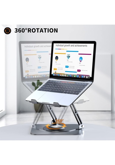 Masa İçin Dizüstü Bilgisayar Standı, 360 Dönebilen Tabanlı Ayarlanabilir Bilgisayar Standı, İşbirliğine Dayalı Çalışma İçin Ergonomik Dizüstü Bilgisayar Yükselticisi, Katlanabilir Ve