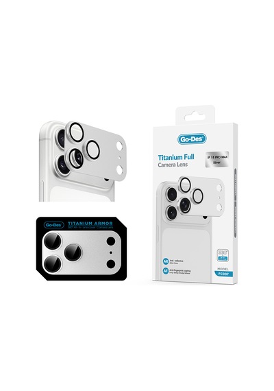 Apple iPhone Uyumlu 18 Pro Max Go Des Fc007 Titanyum Serisi Anti Reflective Kamera Lens Koruyucu Titanyum-gümüş