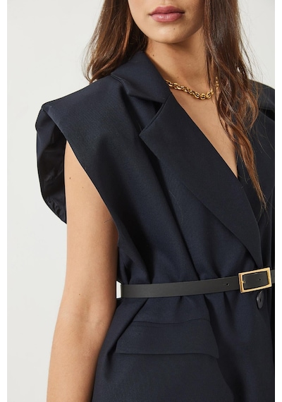Shade Kadın Cep Detaylı Kemerli Vatkalı Oversize Astarlı Blazer Yelek 11143 60281003 - Lacivert Shade Kadın Cep Detaylı Kemerli Vatkalı Oversize Astarlı Blazer Yelek 11143 60281003 - Lacivert