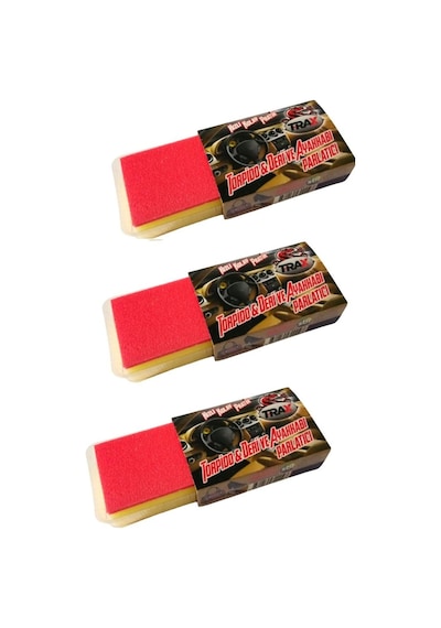 Oto Motto Yağlı Sünger Deri Torpido Ayakkabı Tampon Parlatıcı Pratik Sünger Küçük Boy 3 Adet Motto-trax-32x3