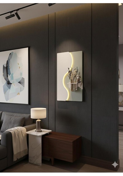Manolya Ahşap Pilli Ledli İskandinav Tarzı Salon Duvar Rafı Modern Çiçeklik 40 X 70 Cm Yeşil - Paris Grisi
