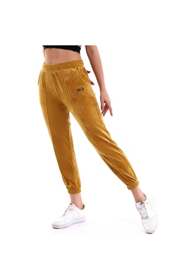 Winmoda34 Kadife Eşofman Jogger Hardal