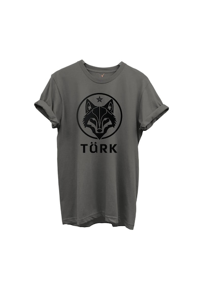 Kurt Ve Türk Özel Koleksiyon Serisi-2 Tasarım Baskılı %100 Pamuk T-shirt Antrasit