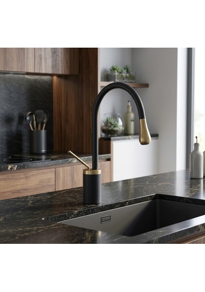 Milano Modern Eviye Bataryası Siyah- Gold