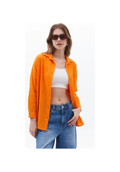 Paw Garage Kadın Perry Keten Gömlek Oversize Standart Mavı Pwgperry8