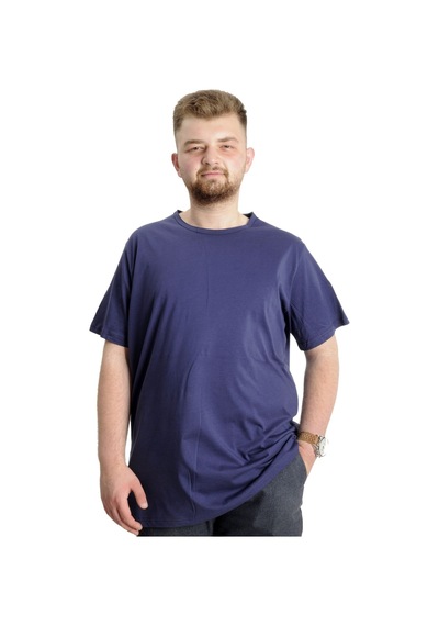 Mode Xl Büyük Beden Erkek T-Shirt Bisiklet Yaka Basic 23035 Açık Lacivert 001