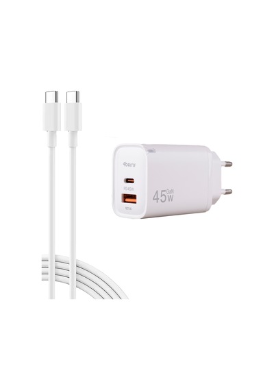 Cc45 Eco Bundle 45w Hızlı Şarj Cihazı + Type-c Kablo Pd & Qc Destekli, Güvenli Şarj