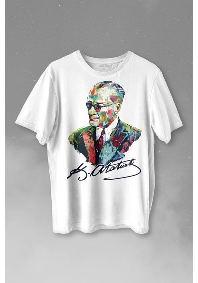 Karizma Gözlüklü Gazi Mustafa Kemal Atatürk Portresi Baskılı Tişört Unisex T-shirt 001