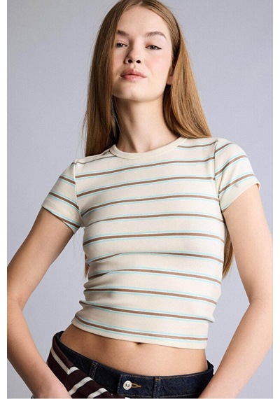 Defacto 26y801002523 Ekru Kadın T-shirt G2231ax/er98