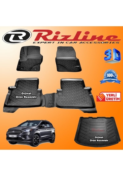Ford Kuga 3D Paspas + Bagaj Havuzu 2013-2019 Arası Set Rizline N11.21463