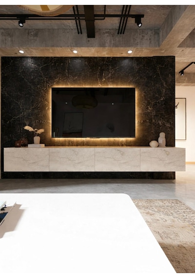 Joy Tv Ünitesi Tv Sehpası Alt Modül Traverten 240 Cm Mdf