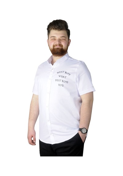 Mode Xl Büyük Beden Gömlek Baskılı Bestroy 22364 Beyaz 001