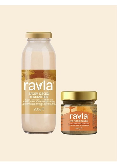 2'li Ürün - Ravla Badem İçeceği Konsantresi - 250g / Ravla Yer Fıstığı Ezmesi - 240g