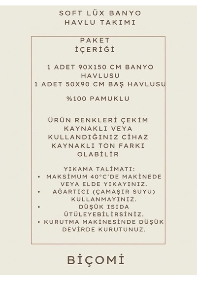 Biçomi Ultra Emici & Ekstra Yumuşak %100 Doğal Pamuklu 2'li Banyo Havlu Seti Yeşil