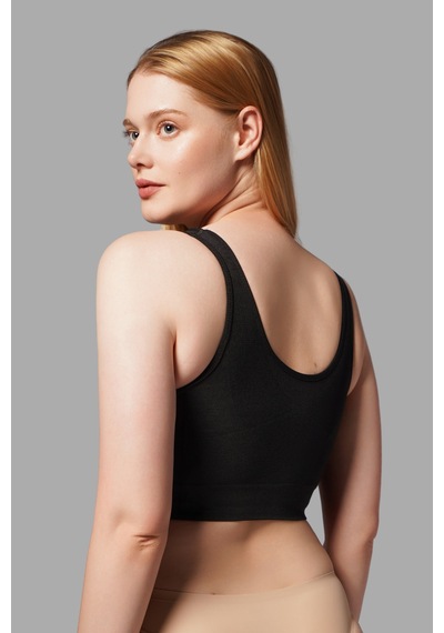 Fit Women Kalın Askılı Pedsiz Büstiyer Korsesi siyah Seamless 5050