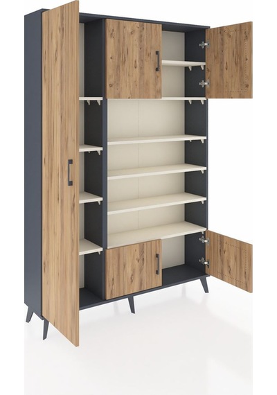 Arges Dolap 10 Raflı 5 Kapaklı 132x30x195 Antrasit-çam/aytaşı Antrasit