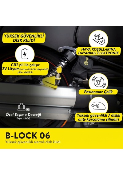 Auvray Block 06 Alarmlı Disk Kilidi 6mm 120 Desibel Motosikletiniz İçin