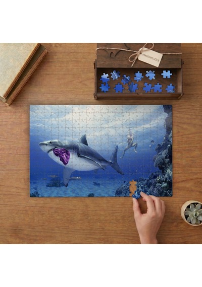 Büyük Beyaz Köpek Balığı Tasarımı 240 Parça Ahşap Puzzle Ahşap Kutuda Mpy60167