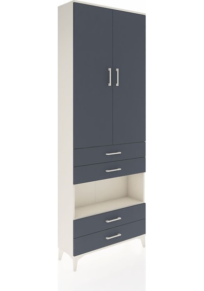 Arges Dolap 5 Raflı 4 Çekmeceli 2 Kapaklı 88x30x243 Aytaşı-antrasit Aytası