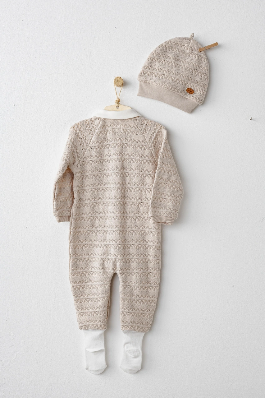 Andywawa Erkek Bebek Tulum Takım Romper Ac26140 Bej