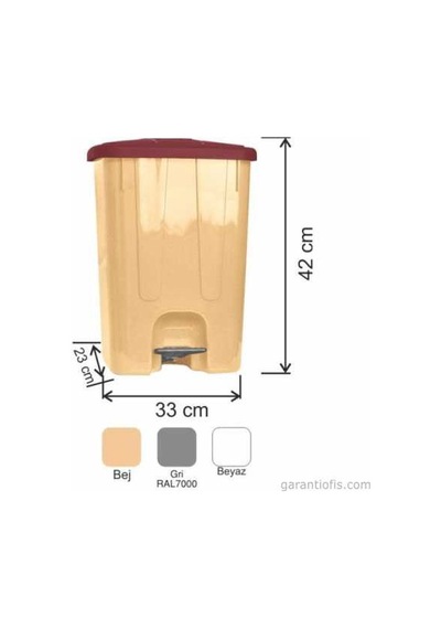 Garanti Metal 7141 Plastik İç Kovalı Köşeli Pedallı Çöp Kovası (25 Litre)