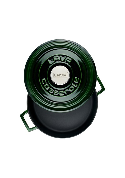 Lava Döküm Çok Amaçlı Yayvan Tencere (Ø)24 cm. Majolica Yeşil