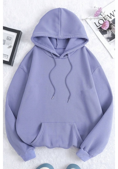 Uyguntarz Rahat Kalıp Unisex Oversize Sweatshirt Lila
