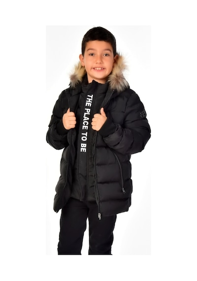 Natürel Kürklü Erkek Çocuk Mont 51248 Siyah